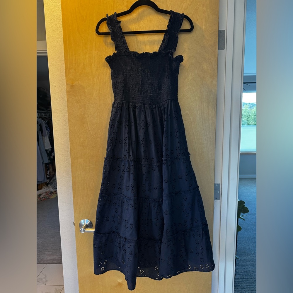 Quince Navy Eyelet Dress